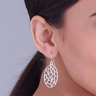 Abstract Oval 925 Sterling Silver Earrings