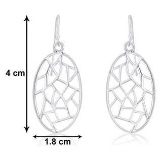 Abstract Oval 925 Sterling Silver Earrings
