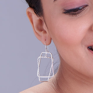 Assymetric Rectangle 925 Sterling Silver Earrings