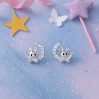 Moonlight Charm 925 Sterling Silver Stud Earrings for Kids