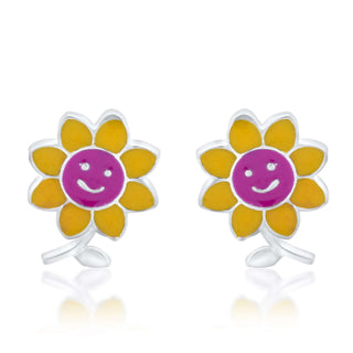 Sunny Smiles 925 Sterling Silver Stud Earrings for Kids