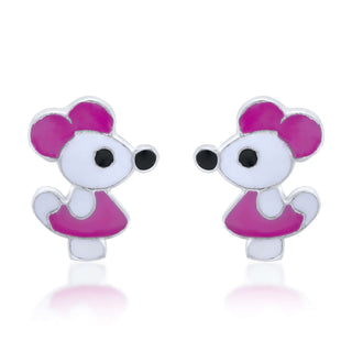 Little Mouse 925 Sterling Silver Stud Earrings for Kids