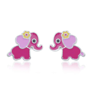 Elephant Giggles 925 Sterling Silver Stud Earrings for Kids