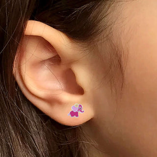 Elephant Giggles 925 Sterling Silver Stud Earrings for Kids