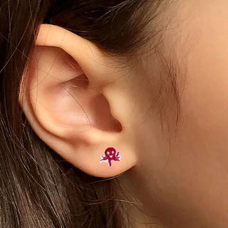 Ocean Octo-Charm 925 Sterling Silver Stud Earrings for Kids