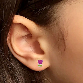Rosy Glow Charm 925 Sterling Silver Stud Earrings for Kids