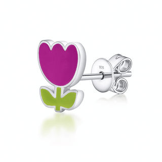Rosy Glow Charm 925 Sterling Silver Stud Earrings for Kids