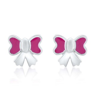 Bubble Bow 925 Sterling Silver Stud Earrings for Kids