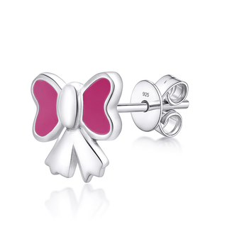 Bubble Bow 925 Sterling Silver Stud Earrings for Kids