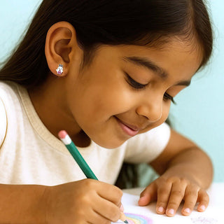 Sleepy Bunny 925 Sterling Silver Kids Stud Earrings