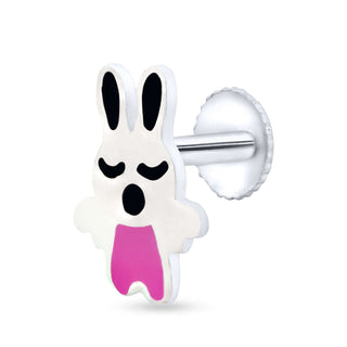 Sleepy Bunny 925 Sterling Silver Kids Stud Earrings