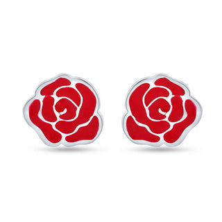 Radiant Rose 925 Sterling Silver Stud Earrings for Kids