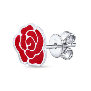 Radiant Rose 925 Sterling Silver Stud Earrings for Kids