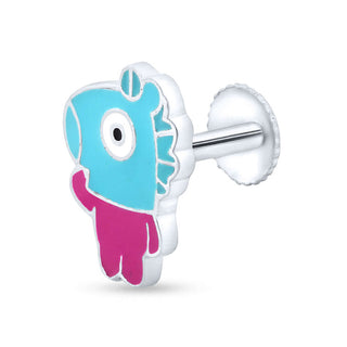 Quirky Fish Character 925 Sterling Silver Stud Earrings