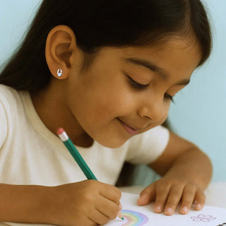 Little Reindeer Sparkle 925 Sterling Silver Stud Earrings for Kids