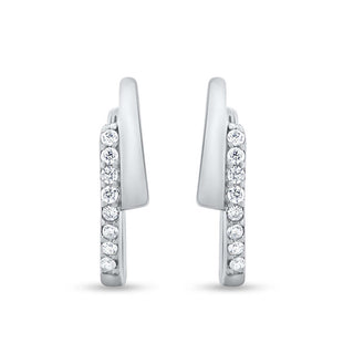 Nipura 925 Sterling Silver CZ Huggie Hoop Earrings showcasing elegant design with sparkling cubic zirconia.