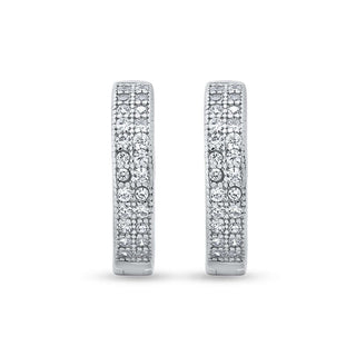 Radiant CZ Pave Hoop Earrings in Sterling Silver