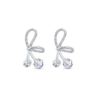 Twinkle Tied – Silver Bow CZ Sparkle 925 Sterling Silver Studs