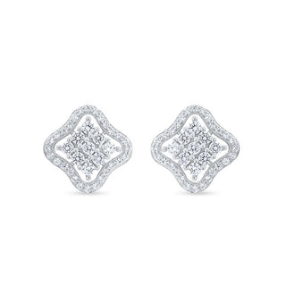 Floral Star CZ 925 Sterling Silver Stud Earrings