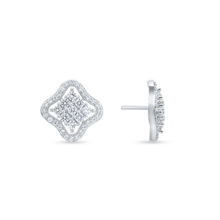 Floral Star CZ 925 Sterling Silver Stud Earrings