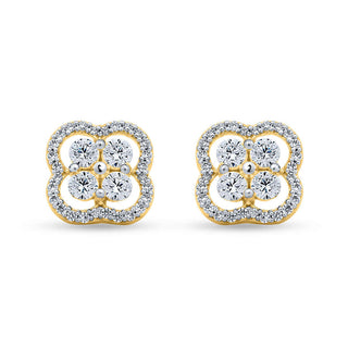 Elegant Floral gold plated 925 Sterling Silver Stud Earrings