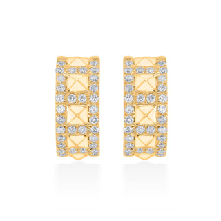 Wide Hoop 925 Sterling Silver earrings with Cubic Zircon Stones