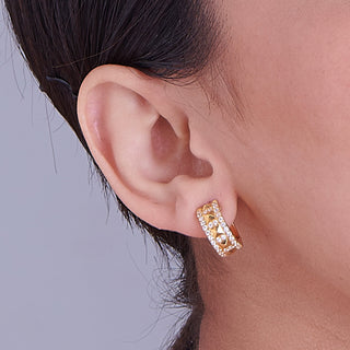 Wide Hoop 925 Sterling Silver earrings with Cubic Zircon Stones
