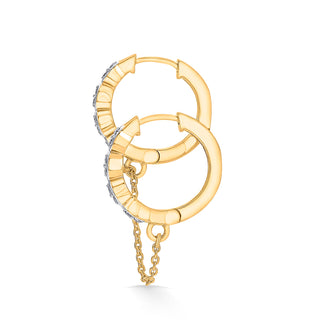 Nipura 925 Sterling Silver CZ Stone Studded Hoop Earrings with Chain Connector