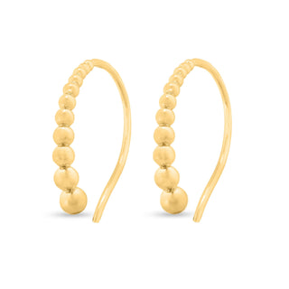 Golden Beaded 925 Sterling Silver Hoop Earrings – Stylish Textured Hoops for Women, Perfect Gift.