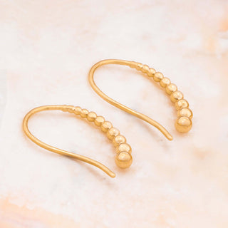 Golden Beaded 925 Sterling Silver Hoop Earrings – Stylish Textured Hoops for Women, Perfect Gift.