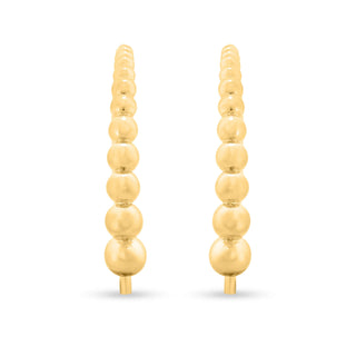 Golden Beaded 925 Sterling Silver Hoop Earrings – Stylish Textured Hoops for Women, Perfect Gift.