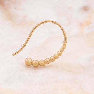 Golden Beaded 925 Sterling Silver Hoop Earrings – Stylish Textured Hoops for Women, Perfect Gift.