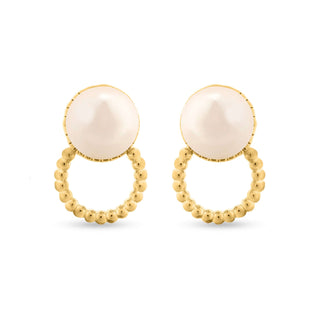 Twisted Golden Pearl Hoop 925 Sterling Silver Earrings | Textured Silver Earrings with Pearls