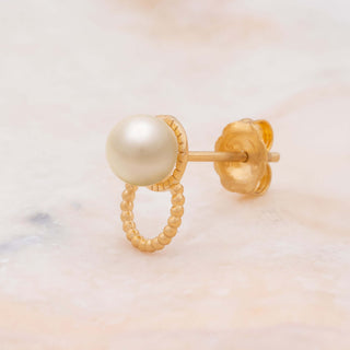 Twisted Golden Pearl Hoop 925 Sterling Silver Earrings | Textured Silver Earrings with Pearls