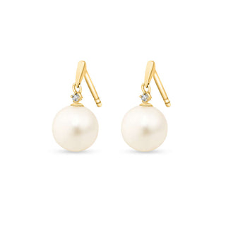 Lustrous Pearl 925 Sterling Silver Drop Earrings with Gold-Tone Finish