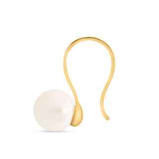 Classic Pearl Hoop Drop 925 Sterling Silver Earrings in Gold Tone