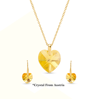 Elegant Golden Shadow Austrian Crystal Heart 925 Sterling Silver Drop Earrings – Lifetime Guaranteed, Skin-Friendly & Tarnish-Resistant - Crystals from Austria