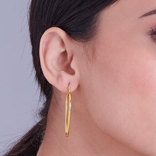 Golden Radial Arc 925 Sterling Silver Hoop Earrings