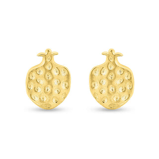 Gold Plated Cutout Pomegranate 925 Sterling Silver Stud Earrings