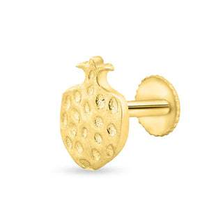 Gold Plated Cutout Pomegranate 925 Sterling Silver Stud Earrings