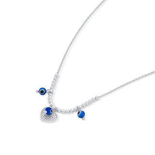 Evil-eye Heart String 925 Sterling Silver Necklace