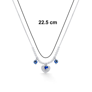 Evil-eye Heart String 925 Sterling Silver Necklace