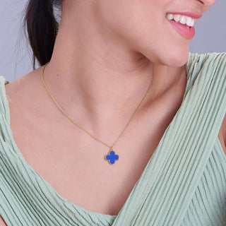 Blue Clover 925 Sterling Silver Necklace- Golden(with chain)