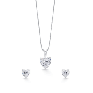 Zircon Heart Classic 925 Sterling Silver Pendant Earrings Set