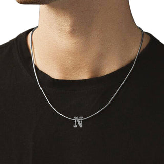 N Initial 925 Sterling Silver Pendant without Chain