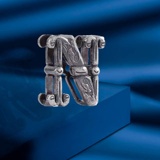 N Initial 925 Sterling Silver Pendant without Chain