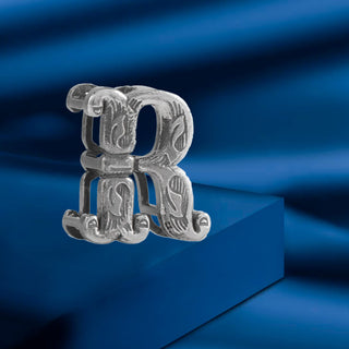 R Initial 925 Sterling Silver Pendant without Chain