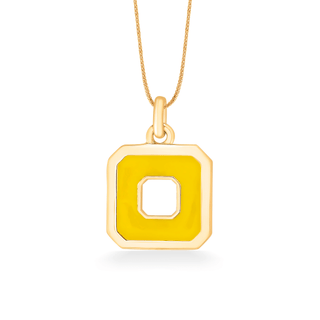 Yellow Squares 925 Sterling Silver Pendant- Golden(without chain)