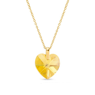 Yellow Austrian Crystal Heart Shaped 925 Sterling Silver Pendant Necklace without Chain– Perfect Gift for Girls and Women-– Lifetime Guaranteed, Skin-Friendly & Tarnish-Resistant - Crystals from Austria