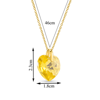 Yellow Austrian Crystal Heart Shaped 925 Sterling Silver Pendant Necklace without Chain– Perfect Gift for Girls and Women-– Lifetime Guaranteed, Skin-Friendly & Tarnish-Resistant - Crystals from Austria